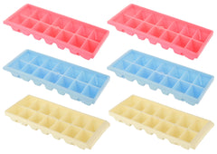 Heart Home BPA Free Easy Release Ice Cube Tray/Bin/Box Set with 14 Section- Pack of 6 (Cream & Pink & Blue)-HS43HEARTH25796