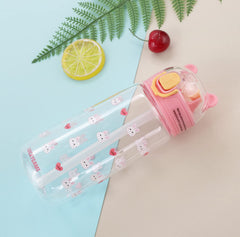 Heart Home Sipper Bottle with Straw for Kids | Teddy Tumbler Sipper Cup I Cute Water Bottle with Lid (Transparent)
