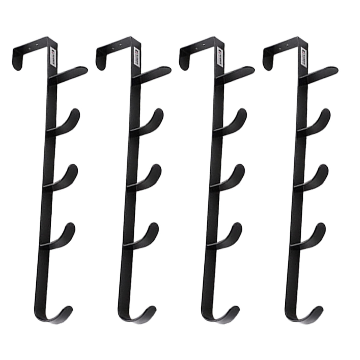 Kuber Industries 5-Level Cloth Hanger|Multipurpose Cloth & Towel Holder|Iron Spray Material|Easy Installation|Interchangeable Over The Door Towel Holder|ZT-3115|Pack of 4|Black