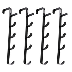 Kuber Industries 5-Level Cloth Hanger|Multipurpose Cloth & Towel Holder|Iron Spray Material|Easy Installation|Interchangeable Over The Door Towel Holder|ZT-3115|Pack of 4|Black