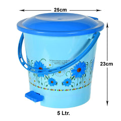 Kuber Industries Pedal Dustbin|Plastic Pedal Dustbin|Kitchen Paper Bin|Dustbin For Bedroom|Dustbin For office|5 Liter Dustbin|Pack of 2 (Sky Blue)