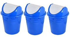 Kuber Industries Plastic 3 Pieces Medium Size Swing Lid Garbage Waste Dustbin for Home, Office, Factory, 10 Liters (Blue) -CTKTC038712