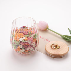 Urbane Home Glass Jar | Multi-Utility Kitchen Organizer | Airtight Bamboo Lid | Food Storage Jar with Metal Loop | Cookies Storage Jar | 680 ML | LP012 | Transparent