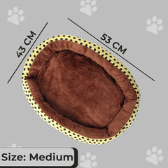 Kuber Industries Dog & Cat Bed|Soft Plush Top Pet Bed|Oxford Cloth Polyester Filling|Medium Washable Dog Bed|Circular Cat Bed with Rise-Edge Pillow|QY039YC-M|Yellow & Coffee