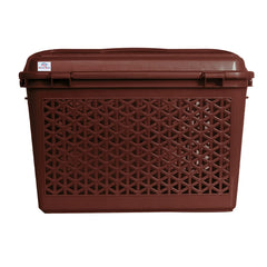 Heart Home Plastic Trendy Shopping Storage Basket with Handles - Big Bin for Shower, Closet, Kitchen, Garden, Bathroom, Toys (Dark Brown)-HS_38_HEARTH21160