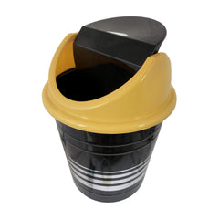Kuber Industries Plastic 3 Pieces Medium Size Swing Lid Garbage Waste Dustbin for Home, Office, Factory, 10 Liters (Black & Yellow)-KUBMART10248