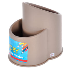 Heart Home Multiuses Plastic Holder/Stand for Kitchen, Bathroom, Office Desk, Living Room Uses with 2 Section- Pack of 2 (Brown)-46HH0410