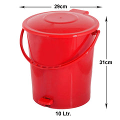 Kuber Industries Pedal Dustbin|Plastic Pedal Dustbin|Kitchen Waste Paper Bin|Dustbin For Bedroom|10 Liter Dustbin|Pack of 2 (Red)