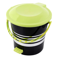 Kuber Industries Pedal Dustbin|Plastic Pedal Dustbin|Kitchen Waste Paper Bin|Dustbin For Bedroom|Green Lid 5 Liter Dustbin (Black)