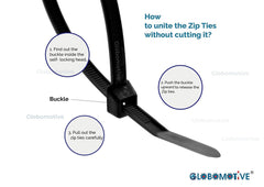 Kuber Industries 200 MM Self Locking Cable Ties|Heavy Duty Nylon Zip Ties|Wire With 49 Pounds Tensile Strength|Pack of 100 (Black)