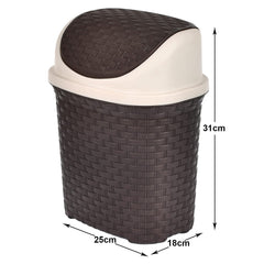Heart Home Multiuses Plastic Dustbin For Home, Kitchen, Office, Bathroom With Swing Lid 7 Litre (Brown)-47HH0706