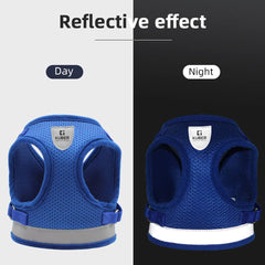 Homestic Reflective Dog Harness with Adjustable Leash|Breathable Polyester Mesh Fabric |Large Size|HT-844|Comfortable No-Pull Grip|Quick Release Buckles|Easy On - Easy Off Harness|Blue