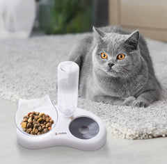 Kuber Industries Animal Feeding Plastic 2 in 1 Pet Bowls | Cat & Dog Bowl | Small/Medium Size Pet Feeding Bowl | Non-Toxic & 100% Safe for Pets (Pack of 1) | Grey