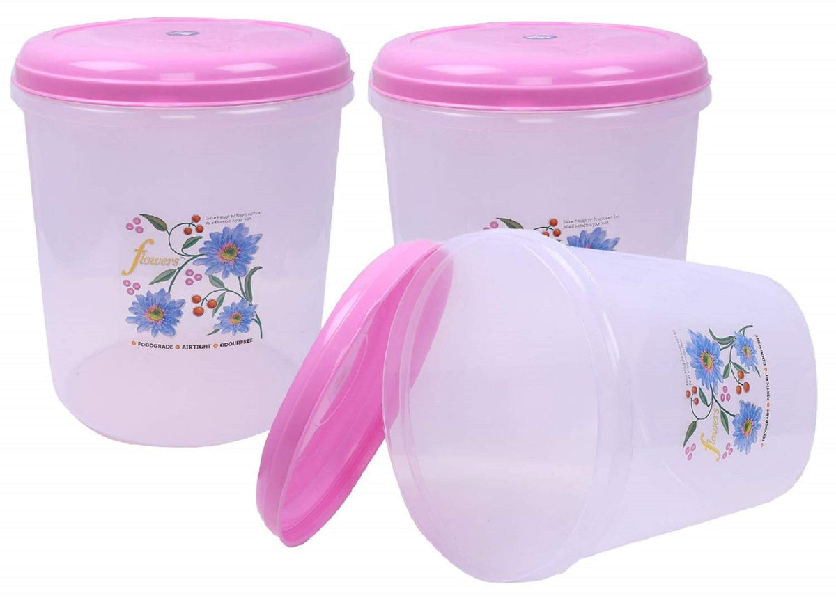 Heart Home Plastic 3 Pieces Multipurpose Storage Container Box 5000 ML (Pink) -CTLTC10988 CTHH12448