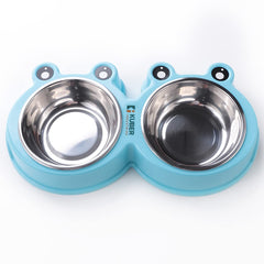 Kuber Industries Dog Food Bowl|Stainless Steel,PVC Material Dog Bowls|Non Slip,Durable,Sturdy,Non Toxic|Perfect Dog Accessories for Indoor & Outdoor Use|A1009B|Blue