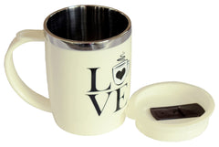 Kuber Industries Insulated BPA Free Plastic Coffee Mug with Lid, Pack of 2 (Cream)