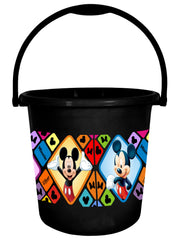 Kuber Industries Disney Minnie Mickey Print Unbreakable Virgin Plastic Strong Bathroom Bucket,18 LTR-Pack of 3 (Black)