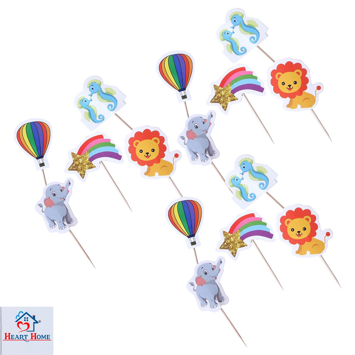 Heart Home Cupcake Toppers | Cardboard Cupcake Picks |Decorations Supplies for Farewell | Birthday Party | Theme Cupcake Topper | 75 Pieces | DT-2150 | Multicolor