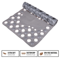 Heart Home Bath Mat | PVC Bathroom Mat | Shower Bath Mat | Hole Bath Tub Mat | Foot Massager Mat | Anti-Skid Shower Mat with Drain Holes | Gray