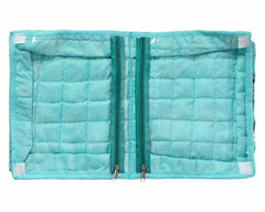 Kuber Industries Flower Printed Foldable Cotton Undergarments, Clothes Organizer/Storage Bag With 2 Tranasparent Compartment (Green)-50KM01817