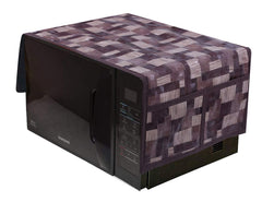 Kuber Industries 3D Checkered Design PVC Microwave Oven Top Cover 25 Liter with Utility 4 Pockets (Brown) - CTKTC040667