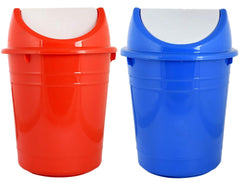 Kuber Industries Plastic 2 Pieces Medium Size Swing Lid Garbage Waste Dustbin for Home, Office, Factory, 10 Liters (Red & Blue) -CTKTC038720