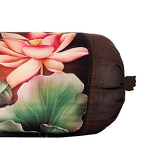 Heart Home Bolster Cover|Polyester Bolster Cover Set|Diwan Round Bolster Pillow Covers|Luxurious Lotus Print Roll Masand Cover|Pack of 6 (Brown)