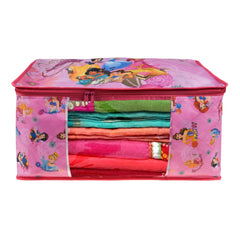Kuber Industries Disney Princess Saree Cover | Saree Cover For Woman | Wardrobe Organizer for Travel | Saree Cover with Transparent window | Large | Pink