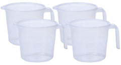 Kuber Industries Virgin Plastic 4 Pieces Transparent Bathroom Mug with Measurement,1800 ml (White)