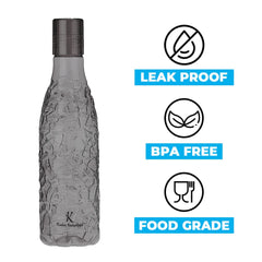 Kuber Industries BPA-Free Plastic Water Bottle | Leak Proof, Firm Grip, 100% Food Grade Plastic Bottles | For Home, Office, School & Gym | Unbreakable, Freezer Proof, Fridge Water Bottle | Pack of 6 - Black
