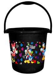 Kuber Industries Disney Team Mickey Print Unbreakable Virgin Plastic Strong Bathroom Bucket,18 LTR (Black)