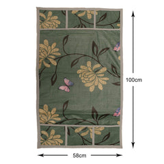 Heart Home Flower Printed PVC Fridge Top Cover with 6 Utility Side Pockets (Green)