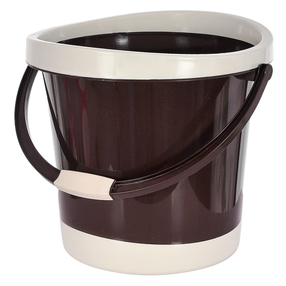 Heart Home Multiuses Plastic Bucket With Handle, 18 litre- Pack of 2 (Brown)-46HH0355
