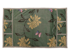 Heart Home Flower Printed PVC Fridge Top Cover with 6 Utility Side Pockets (Green)