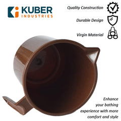 Kuber Industries Plastic Lightweight, Unbreakable Bathroom Mug 1.5 Litre (Brown, Pack of 4)