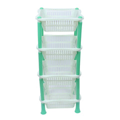Kuber industries Plastic 2 Pieces 4 Layer Multi-Purpose Kitchen Storage Basket Rack (Green)-CTKTC25265