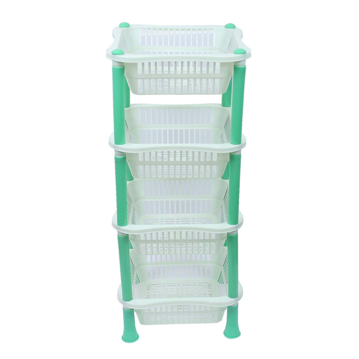 Kuber Industries Plastic 4 Layer Multi-Purpose Kitchen Storage Basket Rack (Green)-CTKTC025262