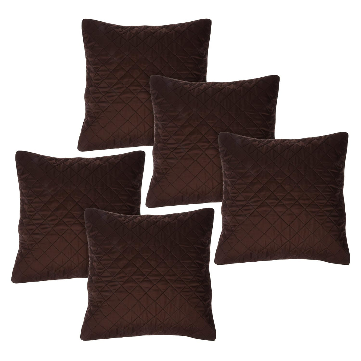 Kuber Industries Cushion Cover | Quilted Cushion Cover | Check Stitch Cushion Cover for Sofa | Cotton Cushion Covers for Home Décor | Set of 5 | Cream & Brown