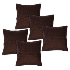 Kuber Industries Cushion Cover | Quilted Cushion Cover | Check Stitch Cushion Cover for Sofa | Cotton Cushion Covers for Home Décor | Set of 5 | Cream & Brown