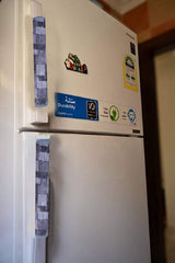 Heart Home 3D Checkered Design PVC 2 Pieces Fridge/Refrigerator Handle Cover (Grey) - CTHH6545, Standard