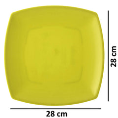 Kuber Industries 6 Pieces Unbreakable Virgin Plastic Square Microwave Safe Dinner Plates (Green) - CTLTC44477