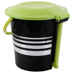 Kuber Industries Plastic Pedal Dustbin/Wastebin With Handle, 10 Liter (Black & Green)-47KM01001