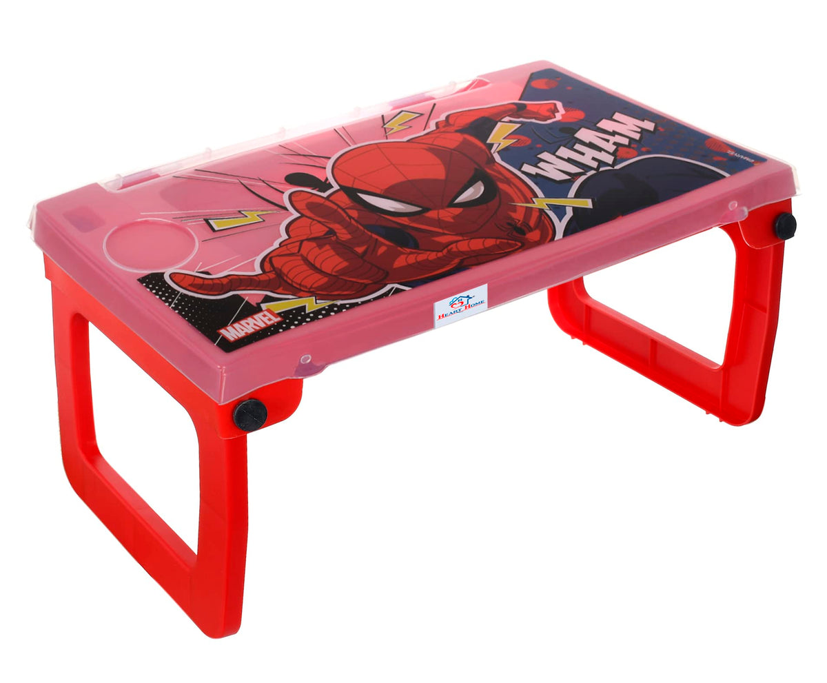 Heart Home Multiuses Spidermen Print Plastic Study Desk/Laptop Table with Camparment for Home & Office (Red) 52HH4107