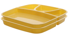 Kuber Industries 2 Pieces Microwave Safe Plastic Food Plate with Partitions (Yellow) - CTKTC37553