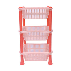 Kuber industries Plastic 2 Pieces 3 Layer Multi-Purpose Kitchen Storage Basket Rack (Beige)-CTKTC13234