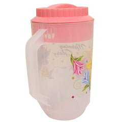 Kuber Industries Floral Design Plastic Water Jug, 2-Pieces, Pink/Green