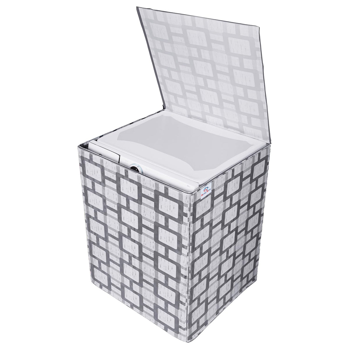 Heart Home Washing Machine Cover | Big Check Washing Machine Cover | Soft PVC | Top Load Fully-Automatic Washing Machine Cover | Gray