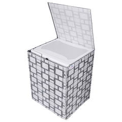 Heart Home Washing Machine Cover | Big Check Washing Machine Cover | Soft PVC | Top Load Fully-Automatic Washing Machine Cover | Gray