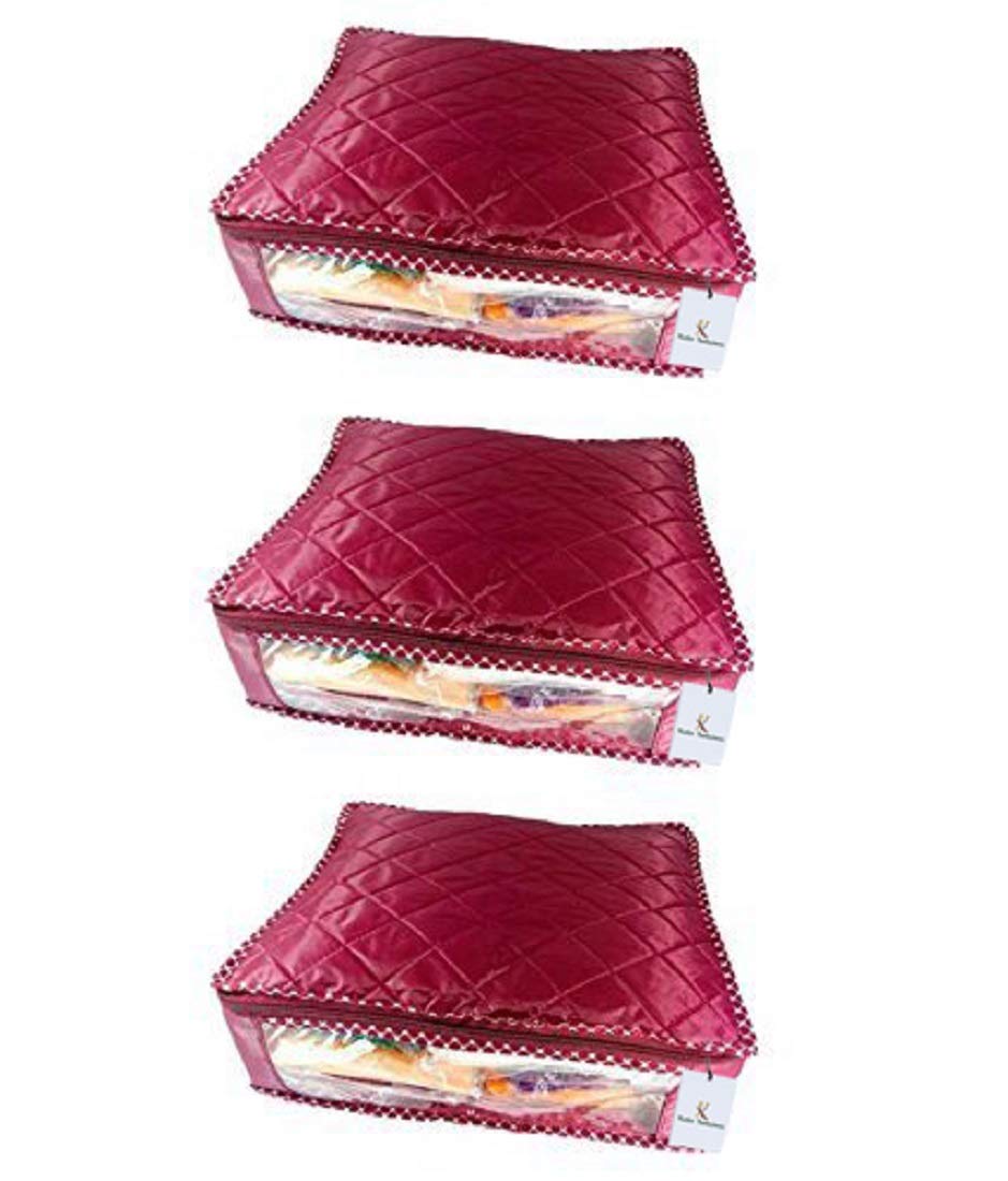 Kuber Industries 3 Piece Rexine Waterproof Fabric Saree Cover (Multicolor)