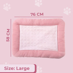 Homestic Rectangular Dog & Cat Bed|Yarn Dyed Oxford Cloth|Nylon and Polyester with Cotton Filling|Self-Cooling Bed for Dog & Cat|Small Light-Weight & Durable Dog Bed|ZQCJ005P-L|Pink